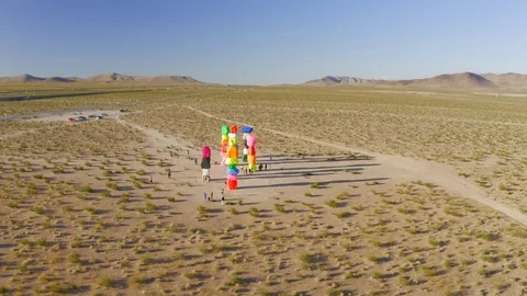 Aerial view of the seven magic mountain Stock Footage 125646196