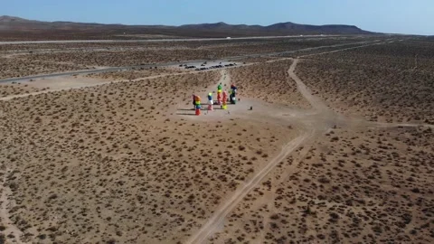 Aerial view of The Seven Magic Mountains, Las Vegas, Nevada, USA 4k Video stock 169772376