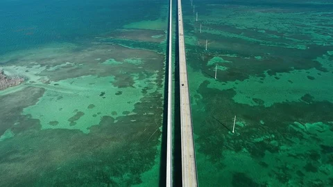 Aerial view of Seven Mile Bridge. Florida Keys, Marathon, USA. Stock Footage