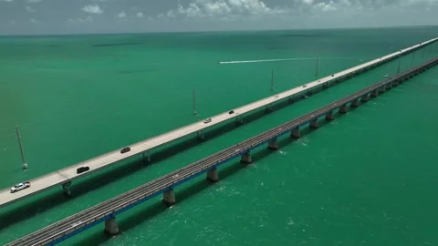 Aerial View Of Seven Mile Bridge In Florida Keys, USA Stock Footage 323045853