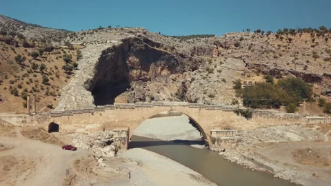 Aerial view of Severan Bridge Stock Footage 257276951