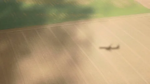 Aerial view on shadow of plane from above Stock Footage 71903901