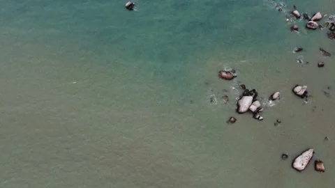 Aerial view shallow tropical beach Stock Footage 168787154
