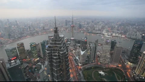 Aerial view of Shanghai Stockbeeldmateriaal 1005949