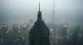 Aerial View of Shanghai Skyline, China, Huangpu River, Skyscrapers, Blurred Logo HD Footage