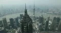 Aerial View of Shanghai Skyline, China, Huangpu River, Skyscrapers, Blurred Logo HD Footage