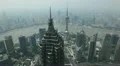 Aerial View of Shanghai Skyline, China, Huangpu River, Skyscrapers, Blurred Logo HD Footage