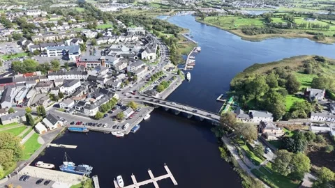 Aerial view on Shannon river, County Leitrim, Ireland. Stock Footage 346005786