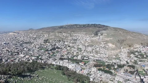 Aerial view of Shechem / Nablus city. West Bank. DJI-0089-01 Stock Footage