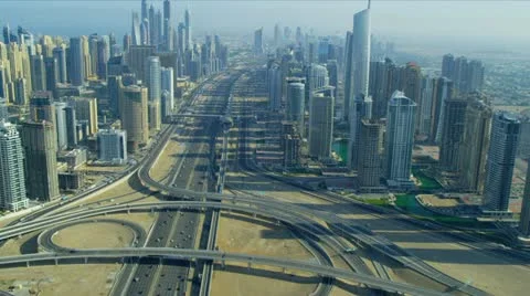 Aerial view Sheikh Zayed expressway, Dubai Video stock 21225150