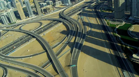 Aerial view Sheikh Zayed expressway, Dubai Stock Footage 39938035
