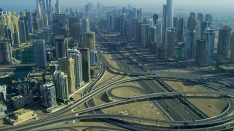 Aerial view Sheikh Zayed expressway, Dubai Stock Footage 39938214