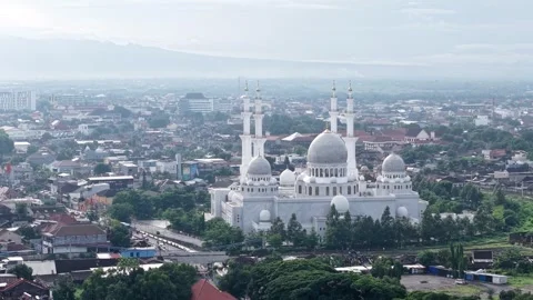 Aerial view of Sheikh Zayed Grand Mosque, Solo, Surakarta Stock Footage 325474015