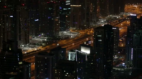 Aerial view Sheikh Zayed Road with Dubai Marina Stock Footage 45739980