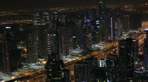 Aerial view Sheikh Zayed Road with Dubai Marina Video stock 45750177