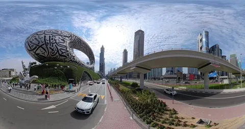 Aerial view of Sheikh Zayed Road with the Museum of the Future and modern s.. Stock Footage 303007975