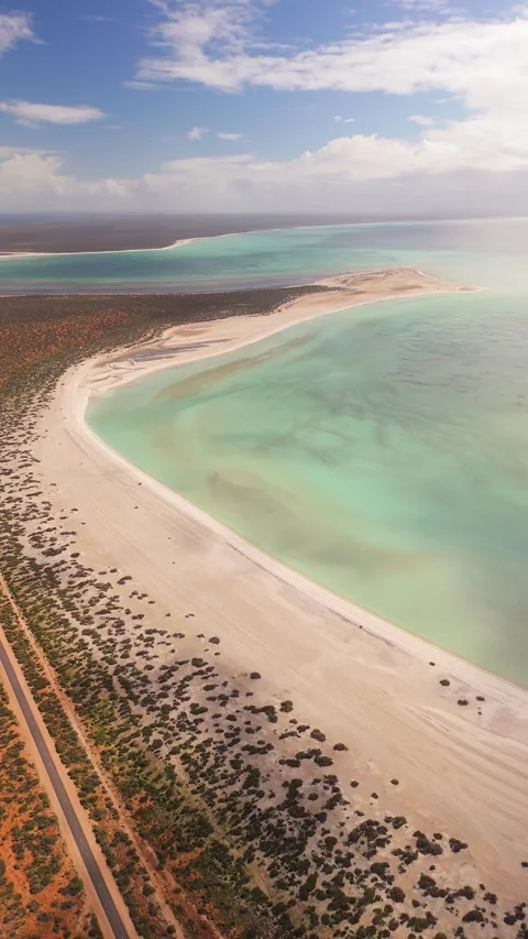 Aerial view of Shell Beach and blue ocean, Australia. Stock Footage 300974328
