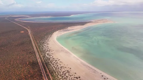 Aerial view of shell beach and clear water, Australia. Stock Footage 300974368
