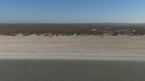 Aerial View of Shell Beach and Turquoise Shark Bay waters Video stock 330678518