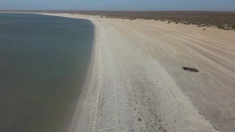 Aerial View of Shell Beach and Turquoise Shark Bay waters Video stock 330678531