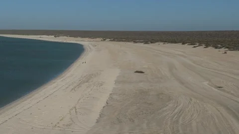 Aerial View of Shell Beach and Turquoise Shark Bay waters Video stock 330678542