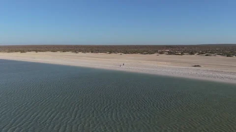 Aerial View of Shell Beach and Turquoise Shark Bay waters Video stock 330678611