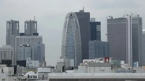 Aerial View of Shinjuku Skyscrapers in Tokyo, Modern Buildings Stock Footage