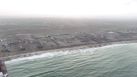 Aerial View of Ship at Gadani Breaking Yard, Pakistan Stock Footage 257870466