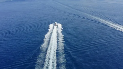 Aerial View of Ship on High Speed. Nusa Penida, Bali - Indonesia Stock Footage 113965287