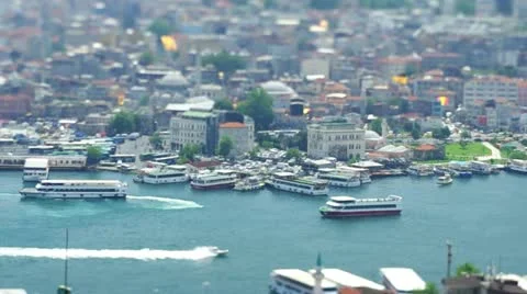 Aerial view to ships sailing through the Bosphorus strait in Istanbul, Turkey. Stock-Footage 12567945