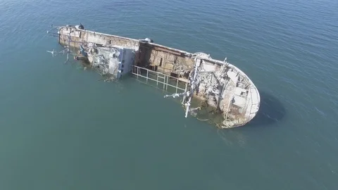 Aerial View of a Shipwreck Stock Footage 101167437