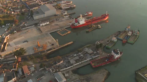 Aerial view of a shipyard Stock Footage 27500697