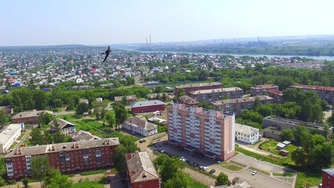 Aerial view shooting multi-storey house new built recently. Vídeos de archivo 103492104