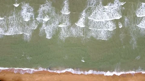 Aerial view of a shore with waves Stock Footage 211794162