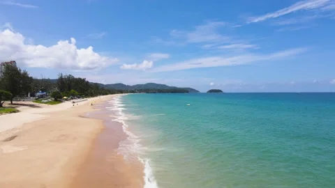 Aerial view shot. Drone camera over white beach sand and crystal sew water in su Stock-Footage 172386493