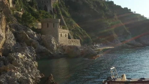 Aerial view shot over "Conca dei Marini" in Amalfi Coast Stock Footage 133841216