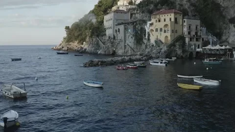 Aerial view shot over "Conca dei Marini" in Amalfi Coast Stock Footage 133841455