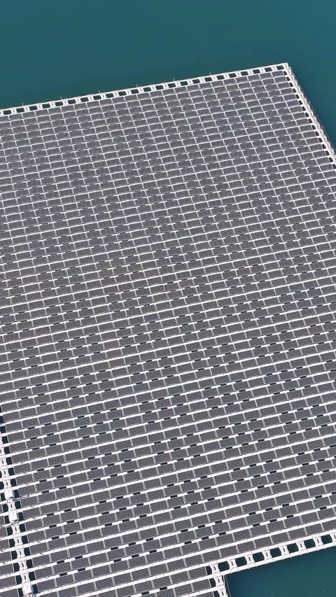 Aerial view showcases expansive array of solar panels, creating a visually Stock Footage 245558529