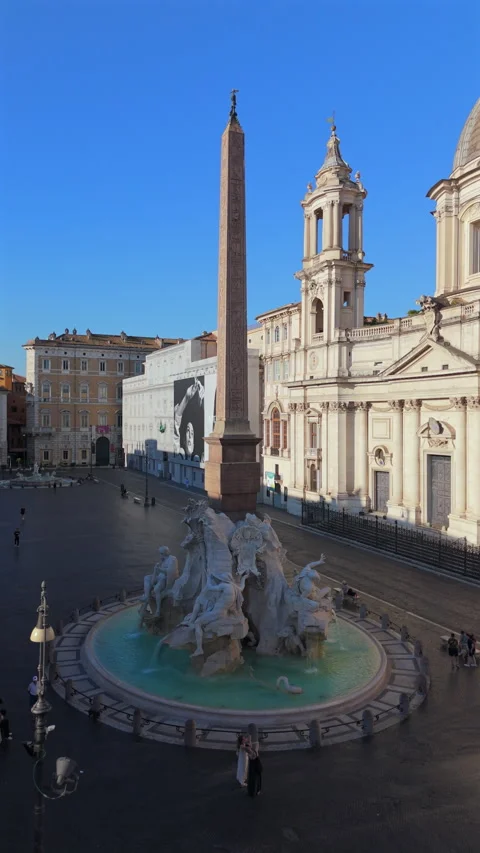 An Aerial View showcasing the beautiful Piazza Navona located in the heart of 스톡 동영상 318067714