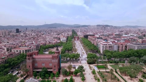 Aerial view showcasing the vibrant and diverse urban landscape of Barcelona Stock Footage 320799581