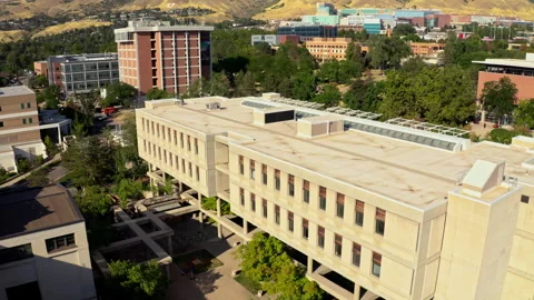 Aerial view showing the University of Utah departments in Salt Lake City Stock Footage 342308053