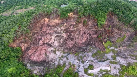 Aerial view shows massive landslide aftermath 库存影片 339837322