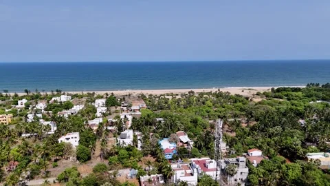 An aerial view shows residential areas near Pondicherry University in Kalapet Stock Footage 314877341