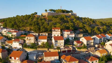Aerial view of Sibenik city during the day, Croatia. Stock Footage 148998564