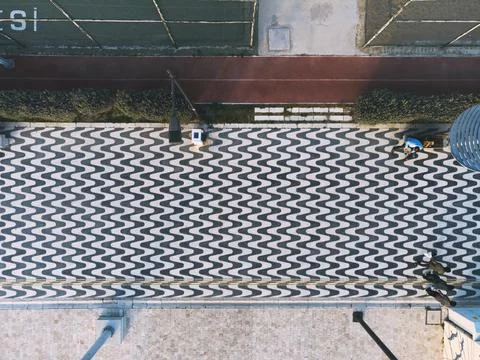 Aerial view of sidewalk Stock Photos