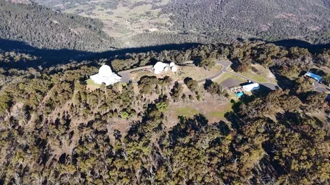 Aerial View of Siding Spring Observatory in Warrumbungle National Park Stock Footage 341854277