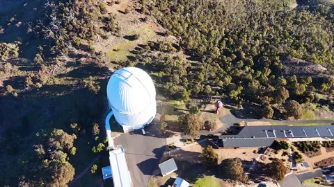 Aerial View of Siding Spring Observatory Telescope Dome in Australia Stock Footage 341924965