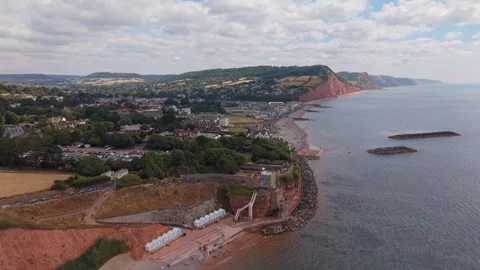 Aerial View of Sidmouth, East Devon, England Stock Footage 340515260