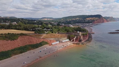 Aerial View of Sidmouth, East Devon, England Stock Footage 340516054