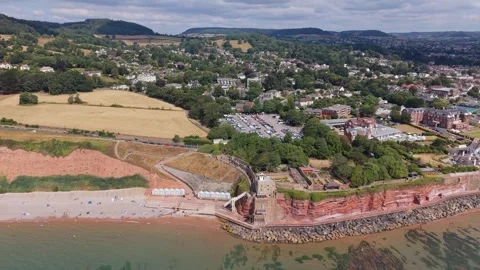 Aerial View of Sidmouth, East Devon, England Stock Footage 340516755
